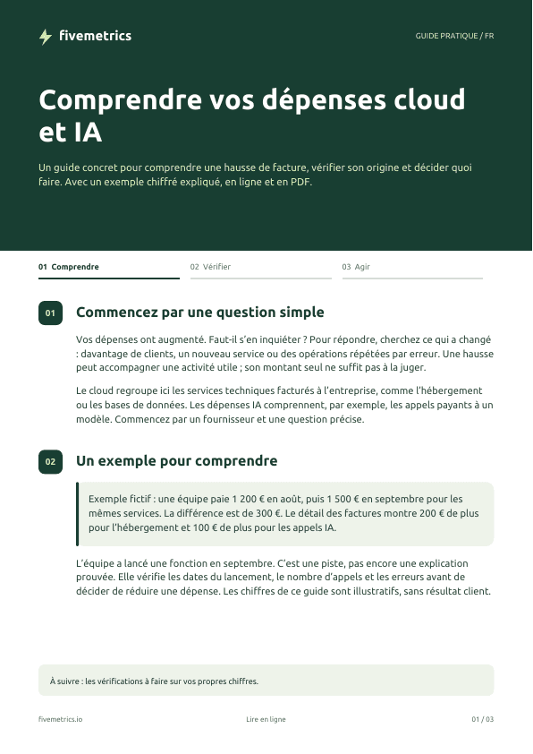 Première page du PDF : Comprendre vos dépenses cloud et IA